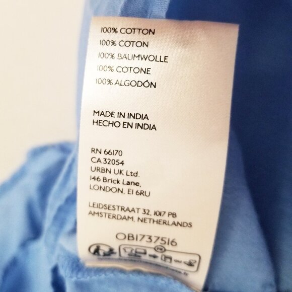 Anthropologie Pilcro Flutter-Sleeve Babydoll Top Wedgewood Blue Cotton $70 India - Picture 10 of 14